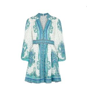 linen dress backless Sleeveless Tied Backless Pleated Midi Linen Dress Blue / Medium 8-10 main image 1